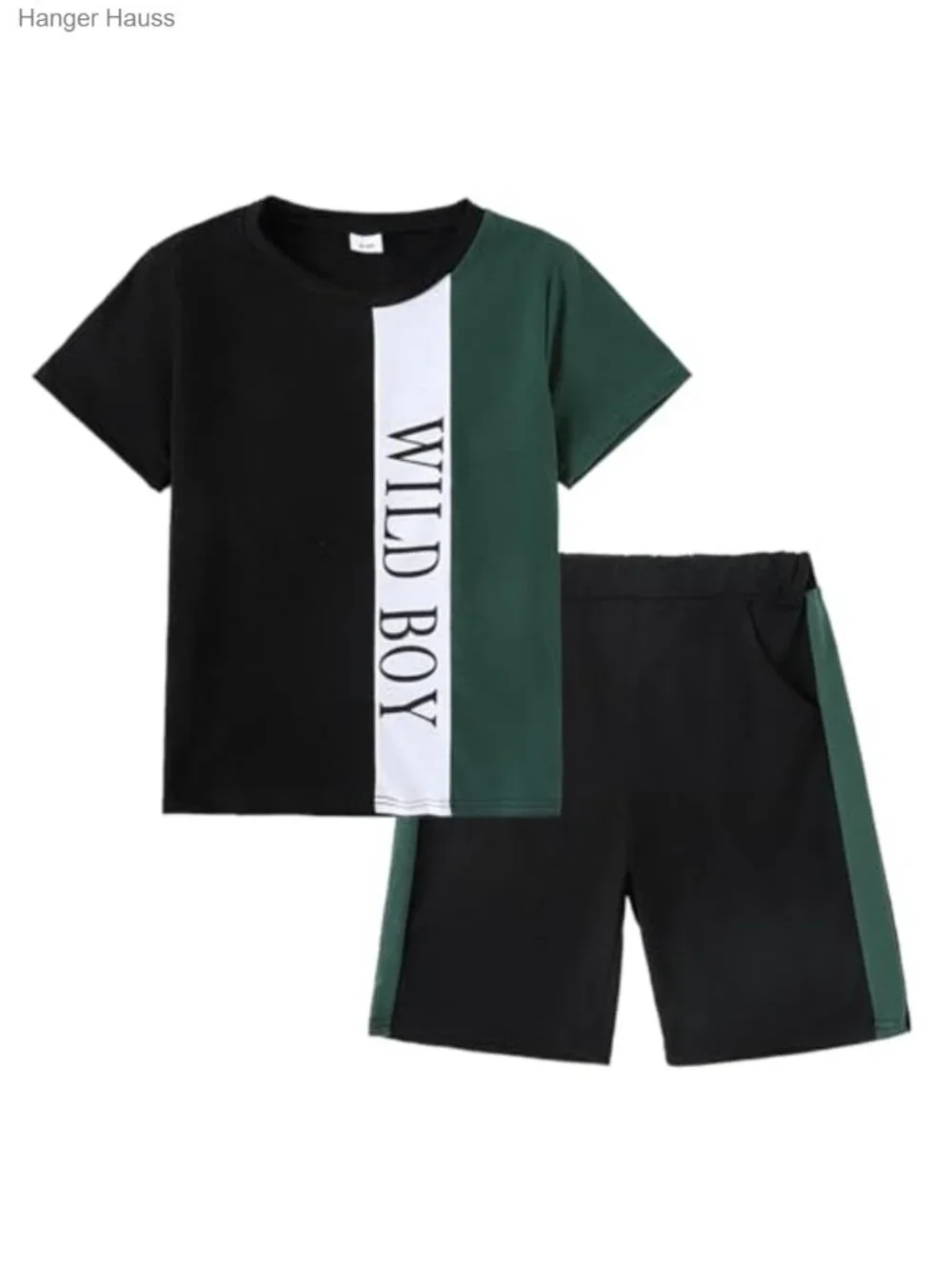 Boys Striped Letter Print T-Shirt & Shorts Set, Short Sleeve, Elastic Waist,